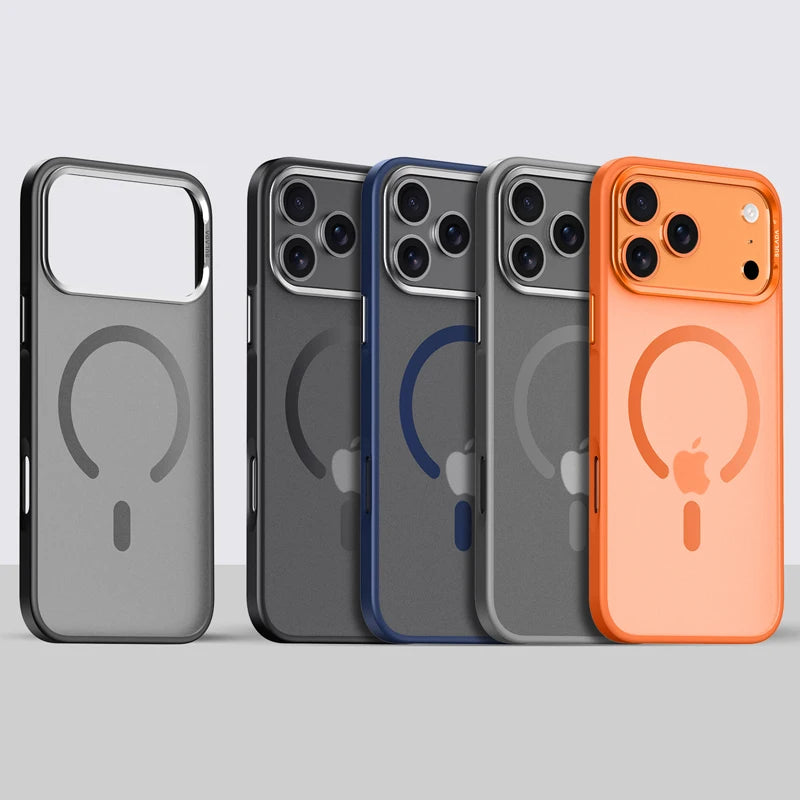 Luxury Alloy Lens Frame Matte Magsafe Case for Iphone 17 Air 17Pro 17Pro Max Translucent Hybrid Magnetic Shockproof Hard Cover